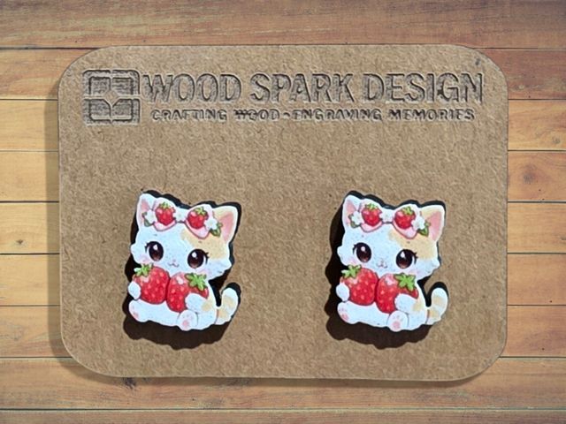 Strawberry Cat Earrings