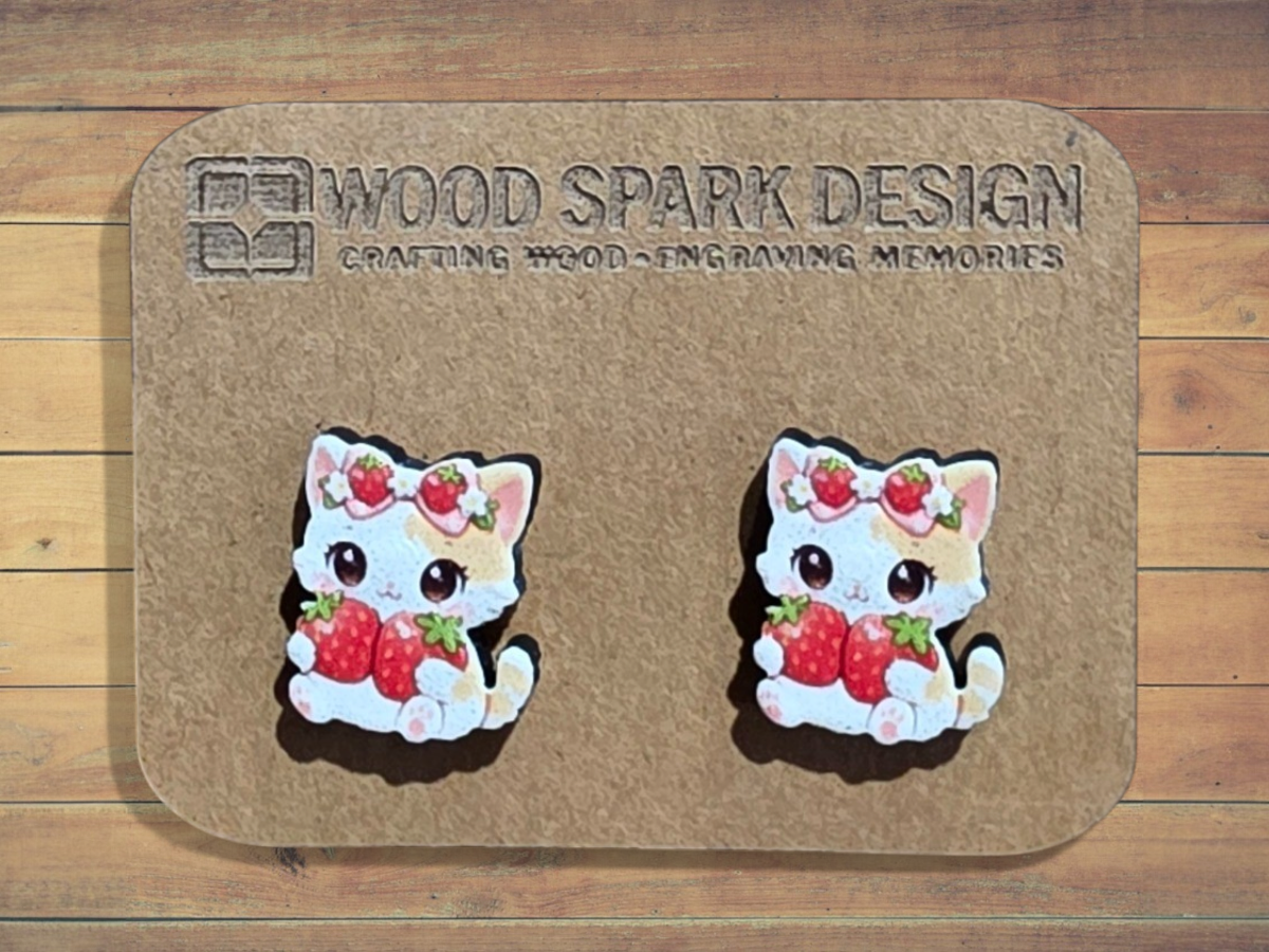 Strawberry Cat Earrings